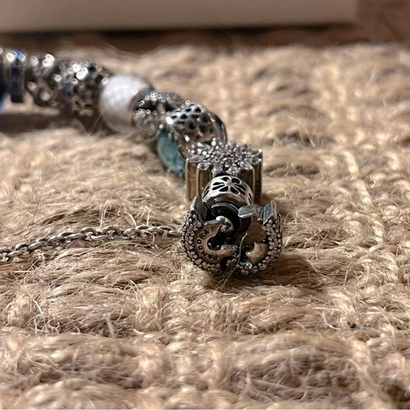 PANDORA Silver 925 Bracelet Full Of 16 Charm Beads L18cm with Box - Picture 6 of 15